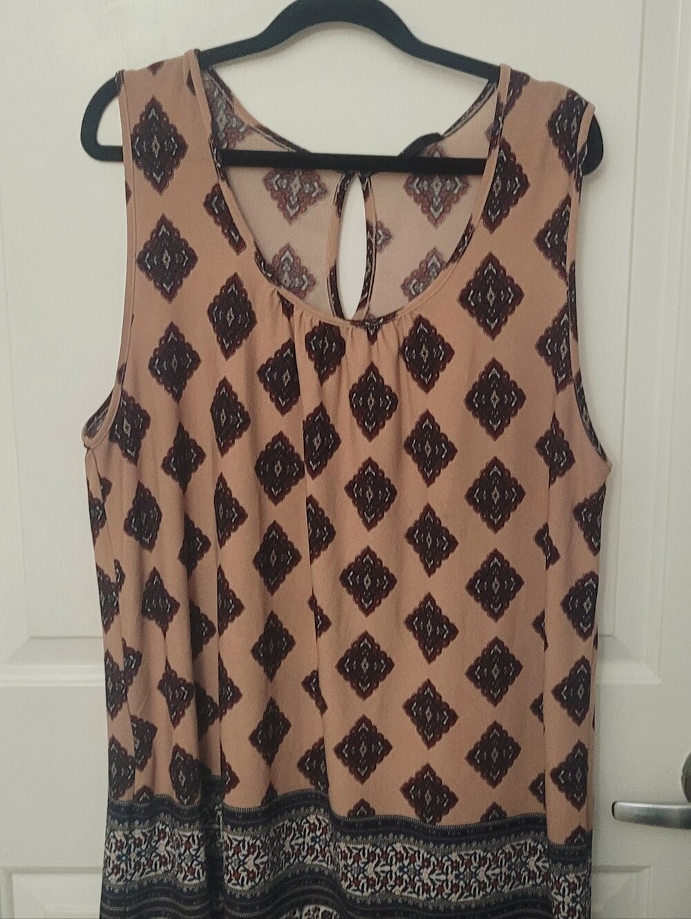 Women's Blu Pepper Perch Tan/Beige Sleeveless Boho-Style Blouse Sz 2XL (20-22)